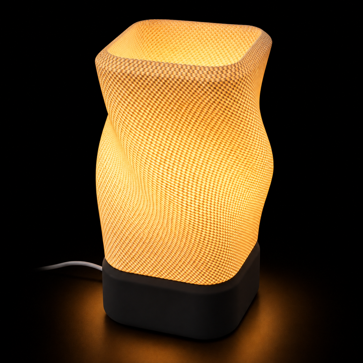 Twist lamp — lights on — studio
