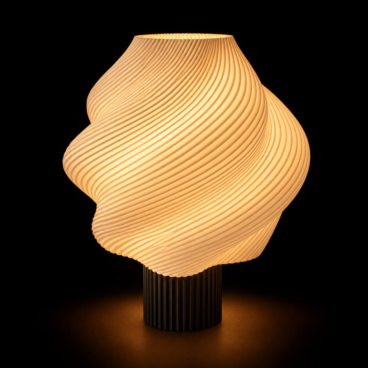 Swirl lamp — lights on — studio