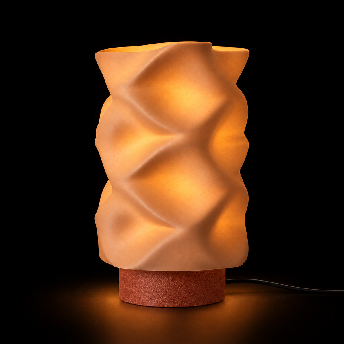 Dune lamp — lights on — studio