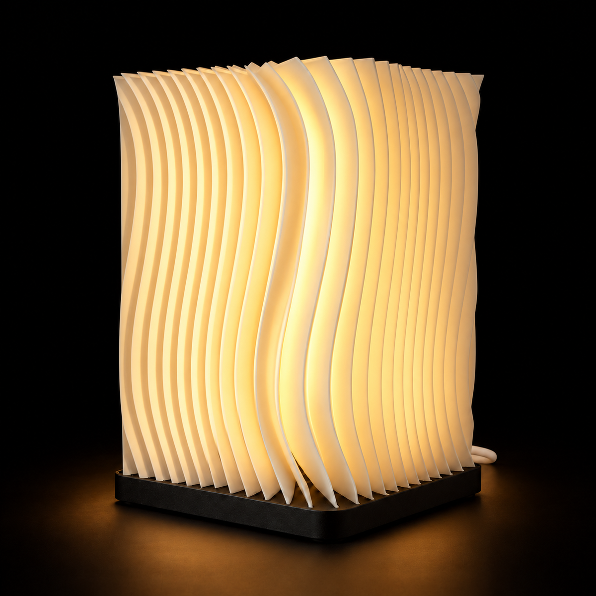 Flow Column lamp — lights on — studio