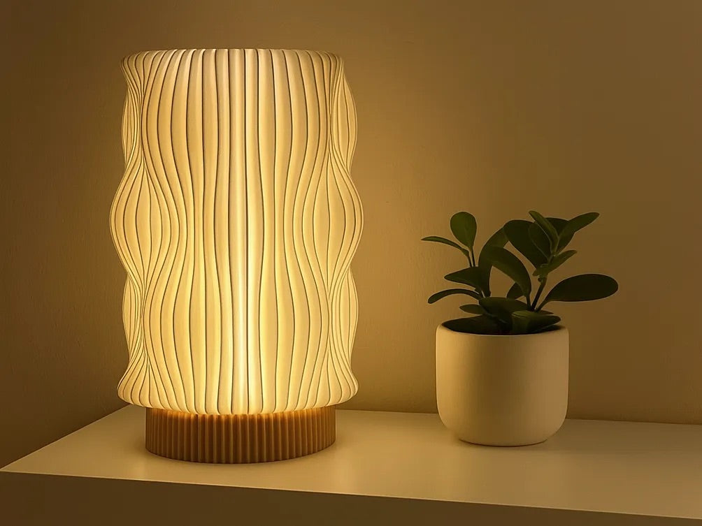 Wavy Tower lamp — lights on