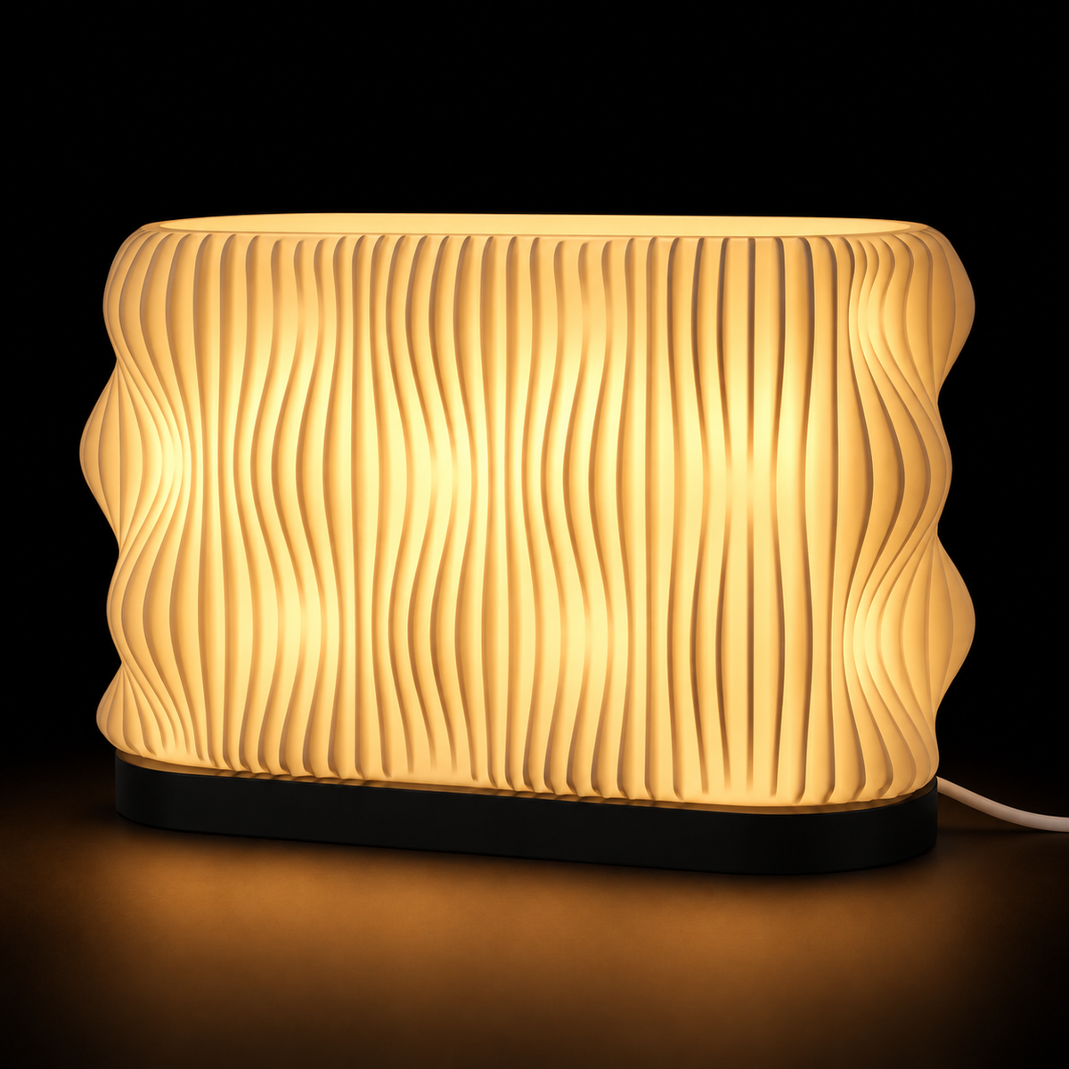 Wave Panel lamp — lights on — studio