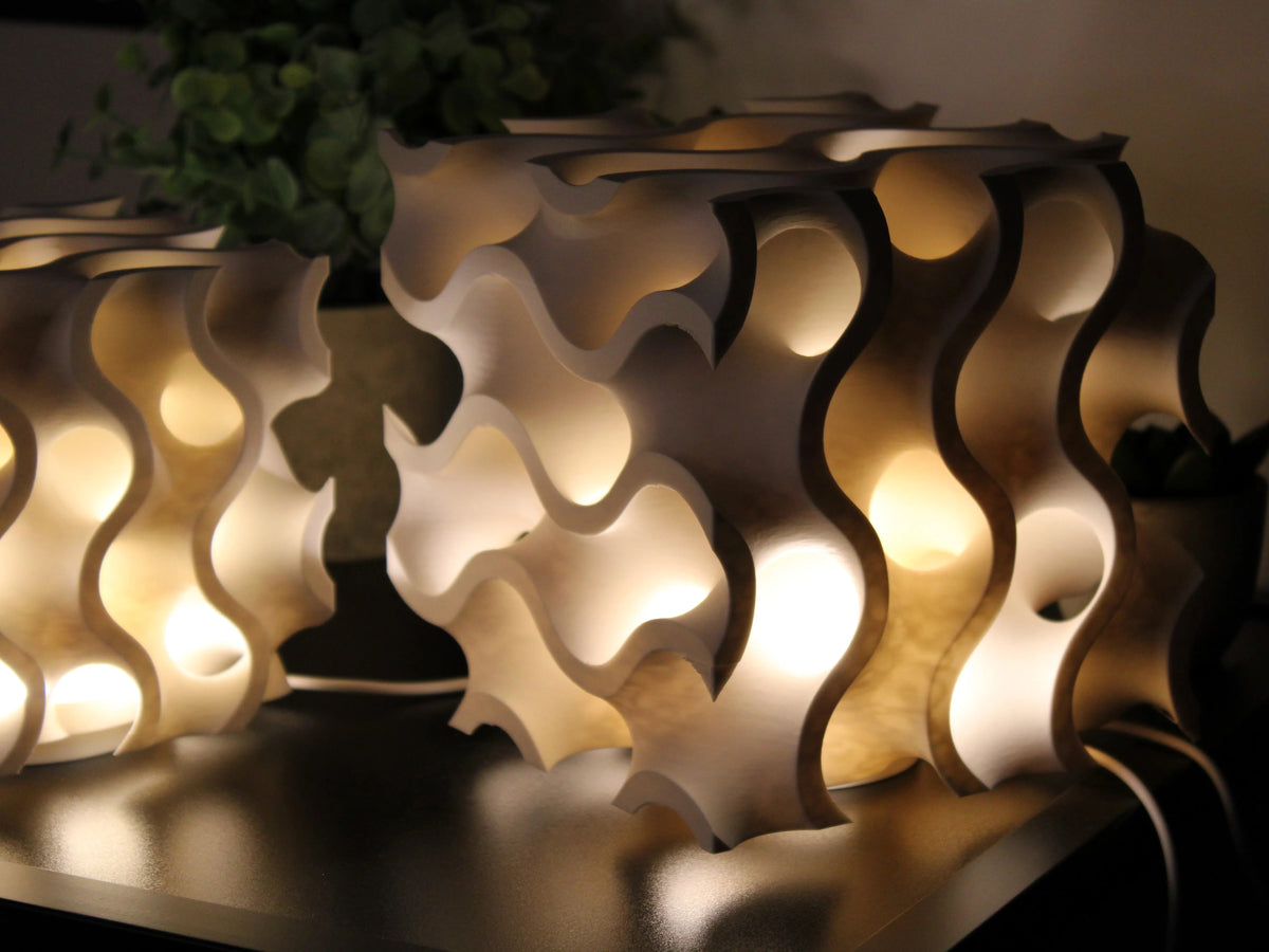 Undula Cube lamp — lights on