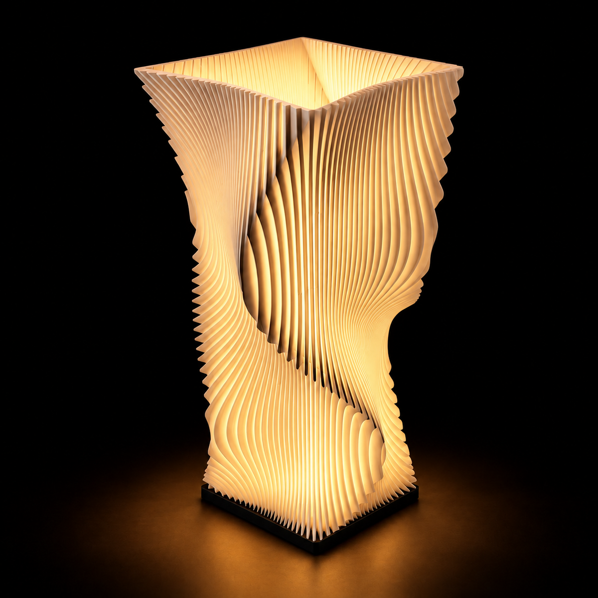 Helix lamp — lights on — studio