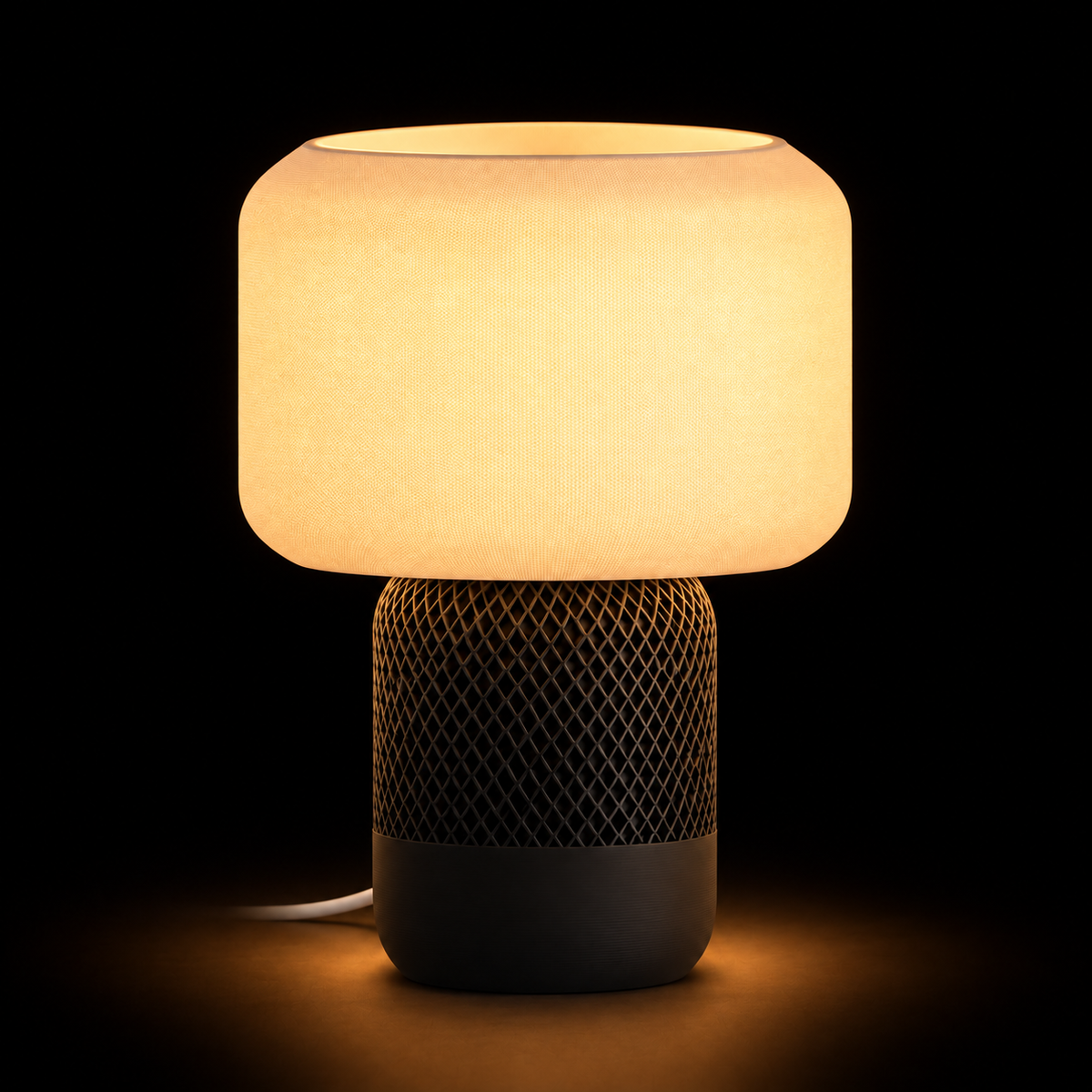 Loom lamp — lights on — studio