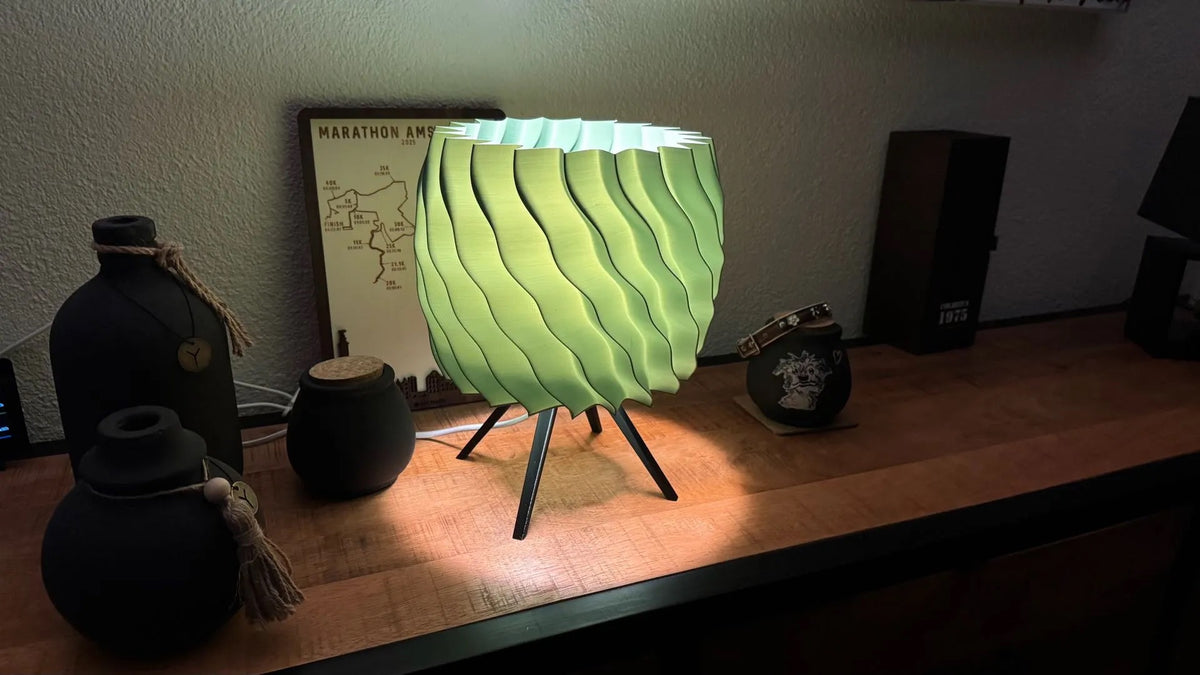 Twist Drum lamp — lights on