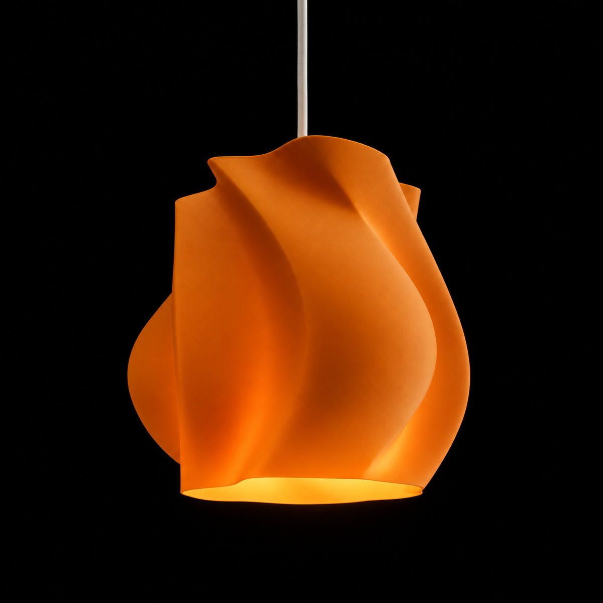 Flame Pendant lamp — lights on — studio