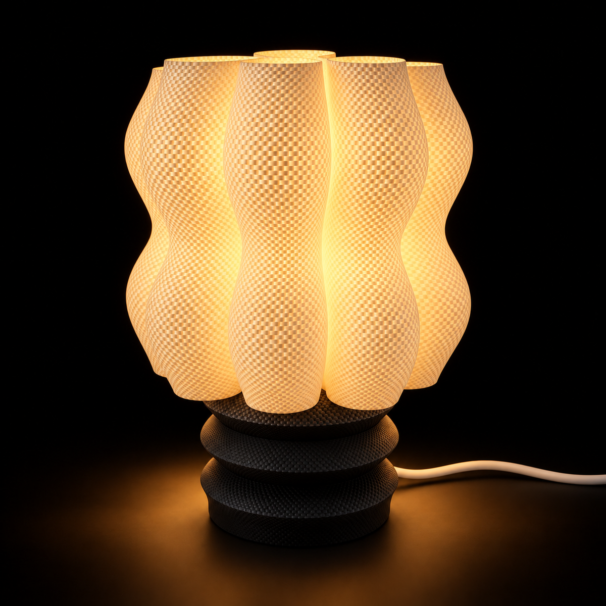Petal Cluster lamp — lights on — studio