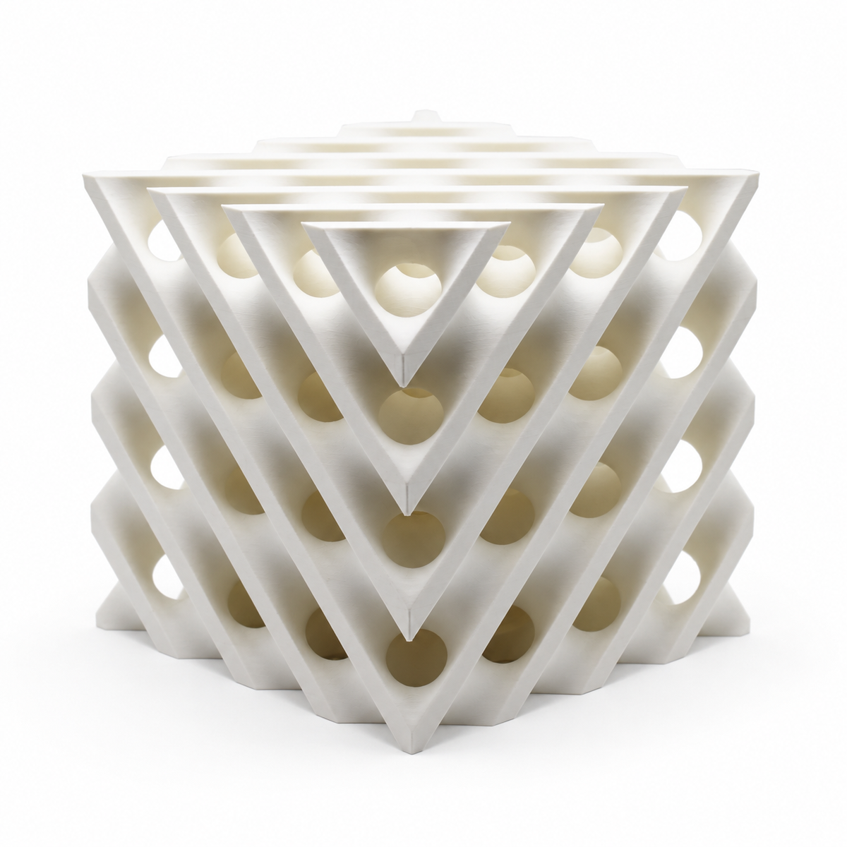 Chevron Cube lamp — lights off — studio