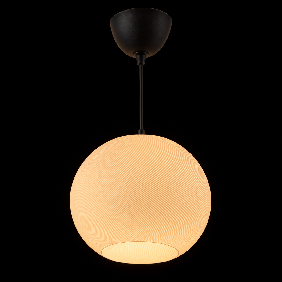 Orbit Globe lamp — lights on — studio
