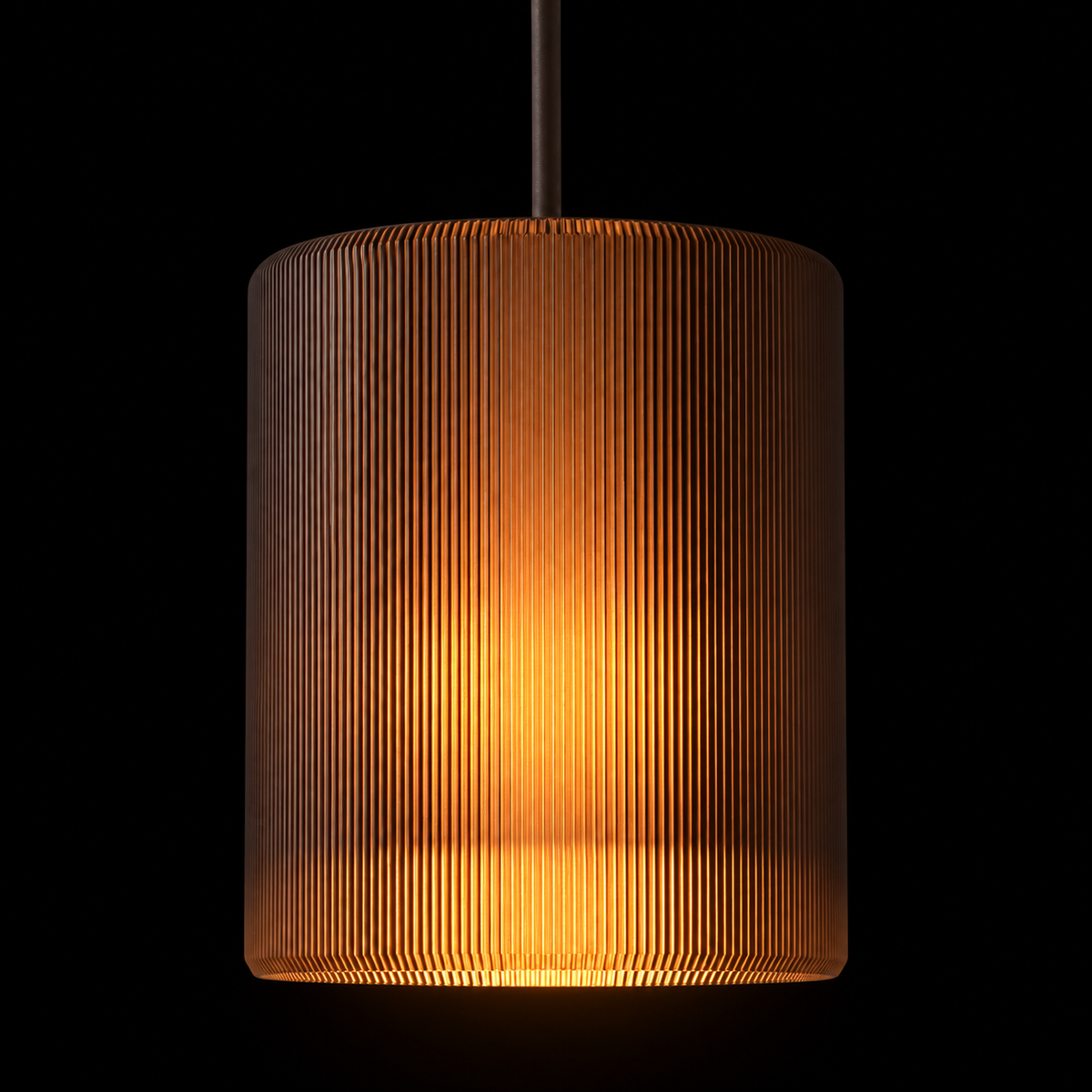 Veil Cylinder lamp — lights on — studio