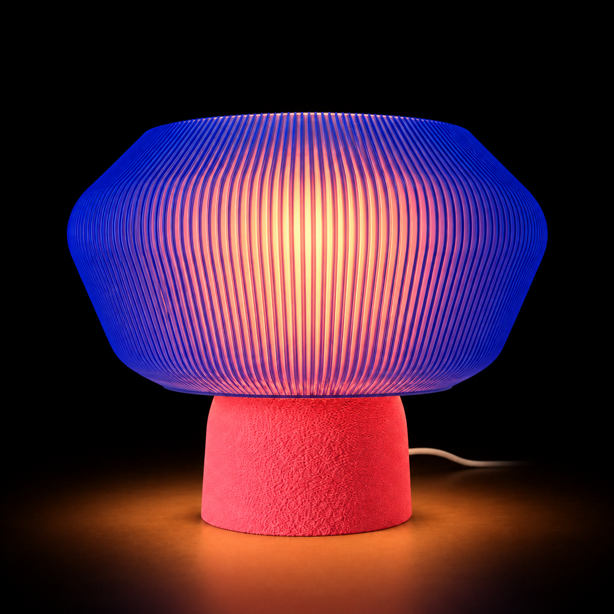 Dusk Bloom lamp — lights on — studio