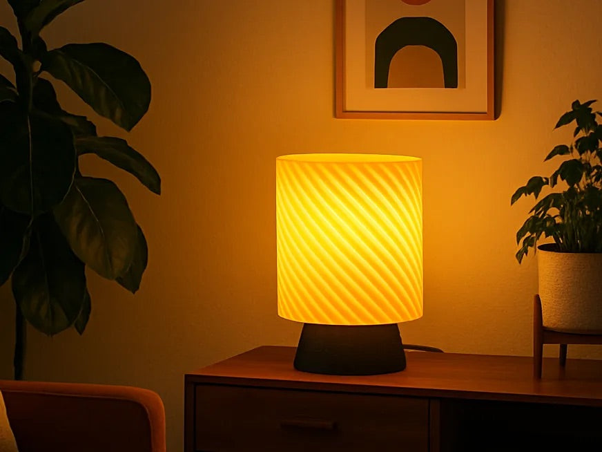 Spiral Drum lamp — lights on
