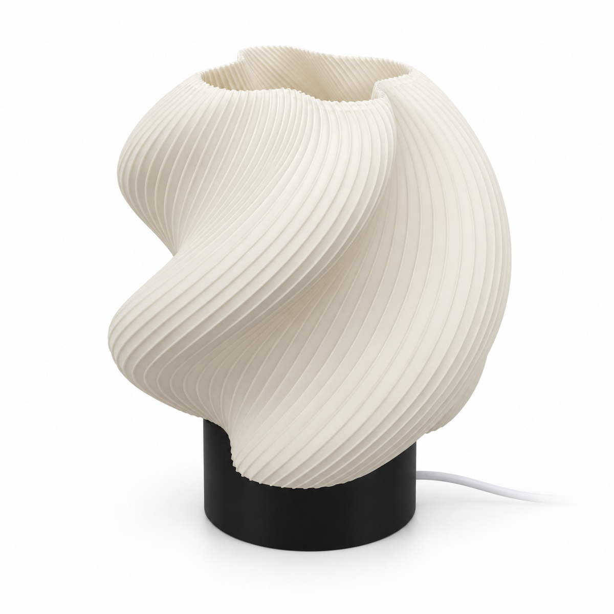 Twist Crest lamp — lights off — studio
